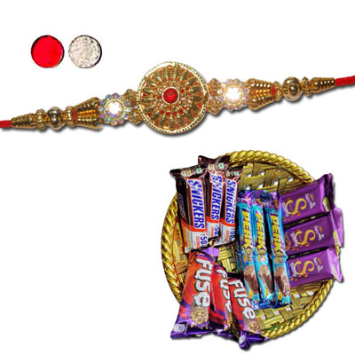 "Rakhi - FR- 8370 A (Single Rakhi), Choco Thali - code RC04 - Click here to View more details about this Product